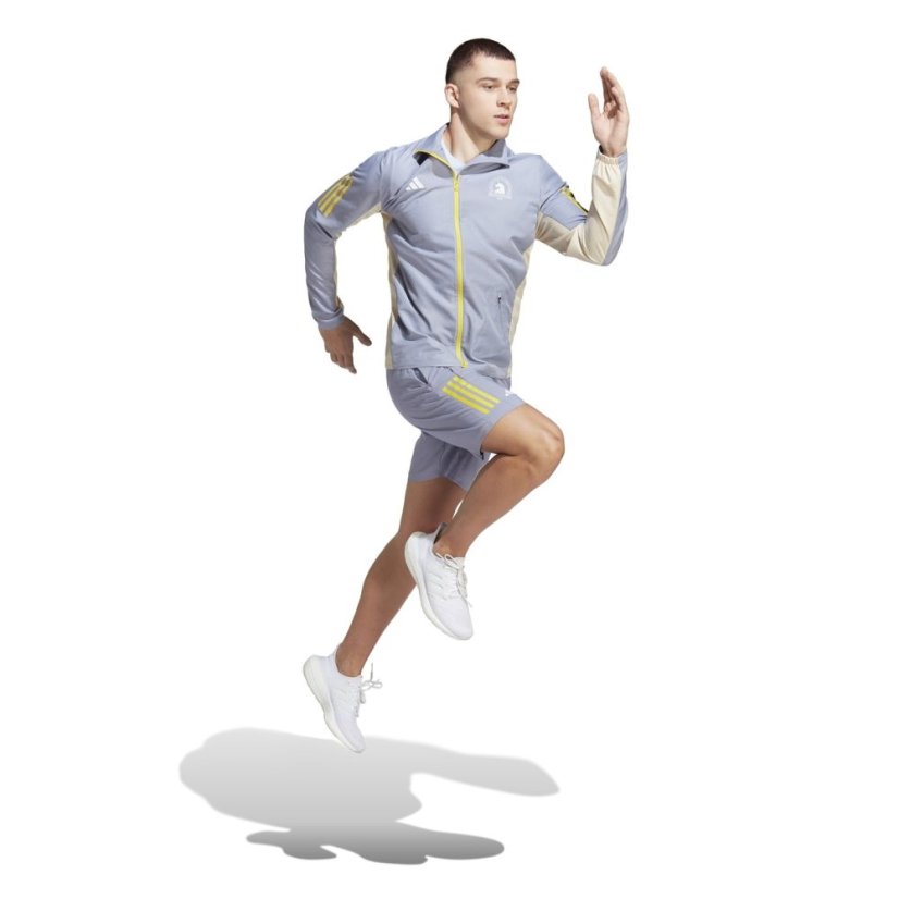 adidas Men's Boston Marathon 2023 Wind Resistant Long Sleeve Performance Training Jacket Purple