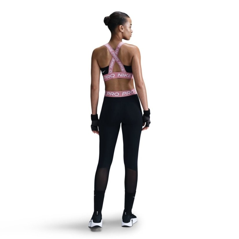Nike Pro Women's Mid-Rise Mesh-Panelled Leggings Black/Pink