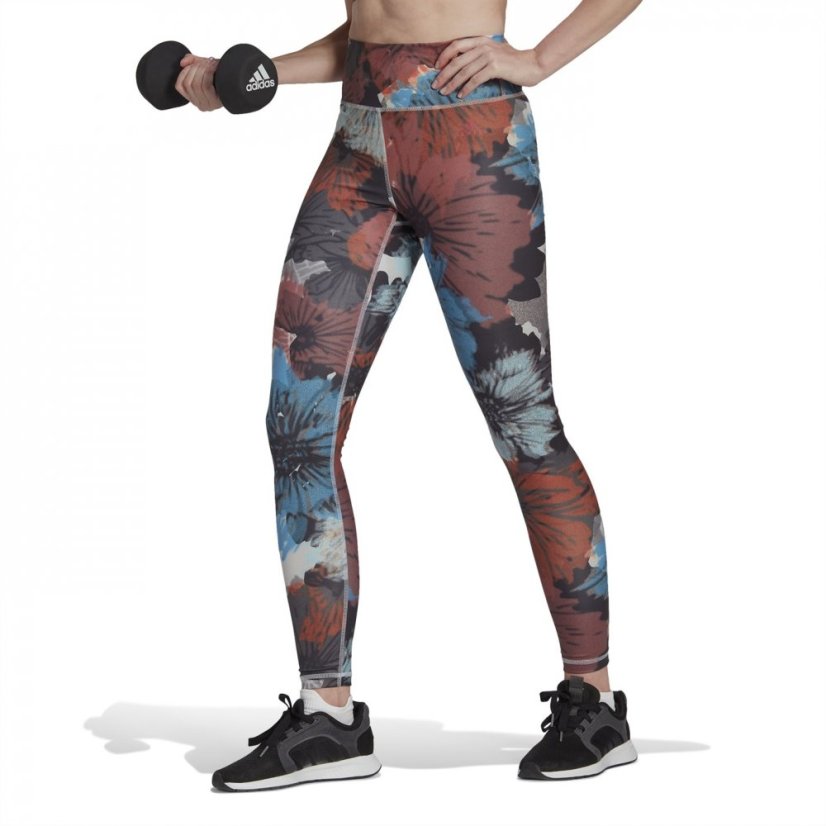adidas Training Essentials Printed Gym Legging Womens Greone/Red