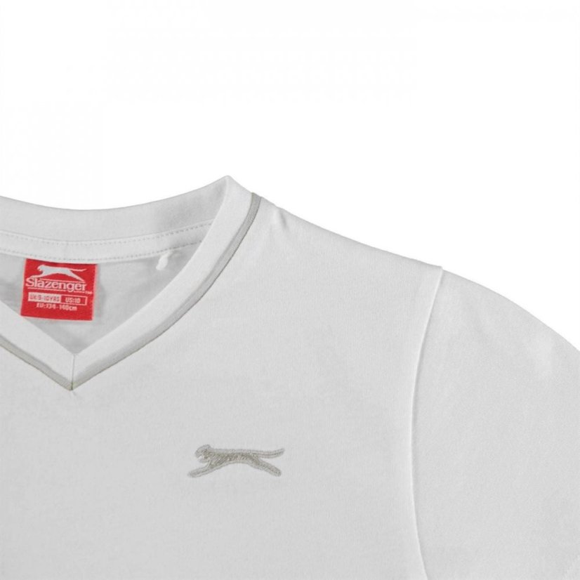 Slazenger V Neck T Shirt Junior Boys White