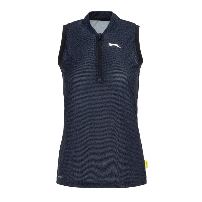 Slazenger Zip Sleeveless Polo Navy