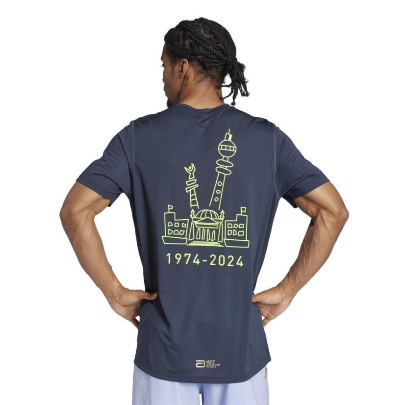 adidas Men's Ber24 Event Short-Sleeve Performance Top Aurora Ink