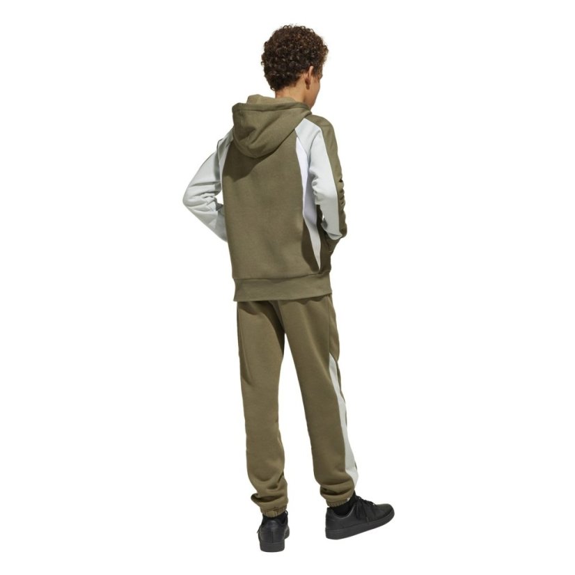 adidas Unisex Kids' Closed Hem Fleece Joggers Olve/Slvr/Wht