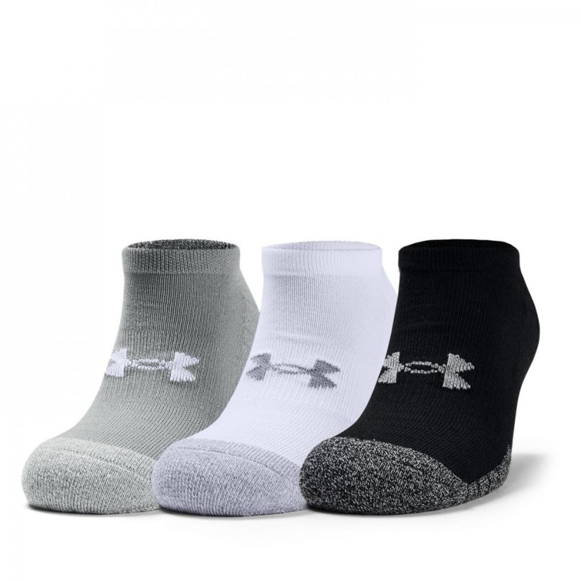 Under Armour Heatgear No Show Socks 3 Pack Blk/Gry/Wht