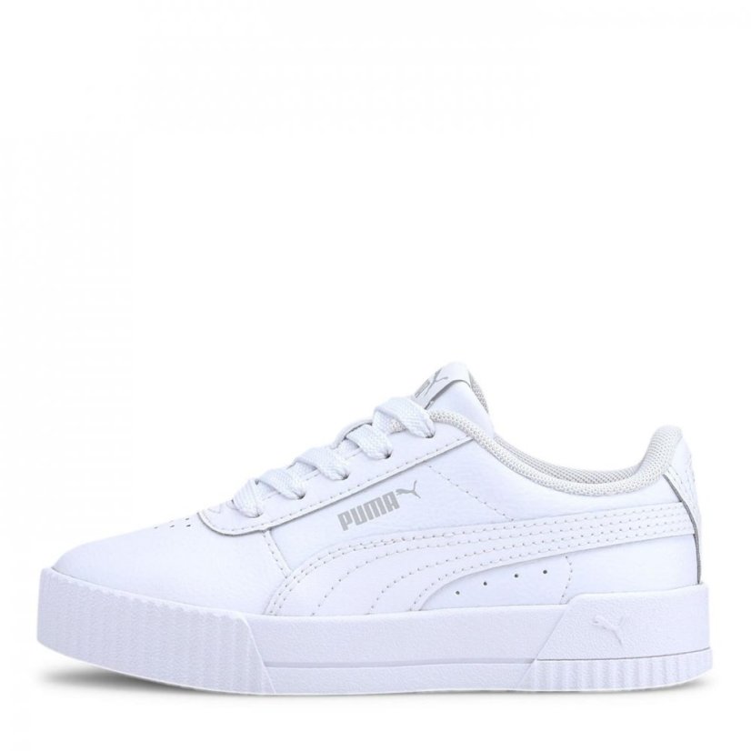 Puma Carina Leather Trainers Junior Girls White veľkosť 2
