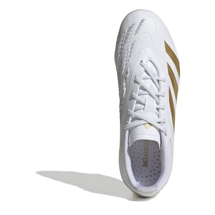 adidas Predator 24 Elite Junior Firm Ground Football Boots White/Gold/Wht