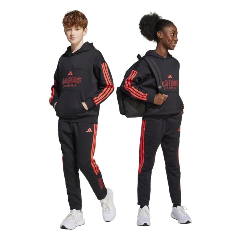 adidas Unisex Kids' Hot Closed Hem Fleece Joggers Black/Lucid Red