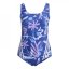 adidas Floral 3-Stripes Plus Size Swimsuit Womens SLBlue/White