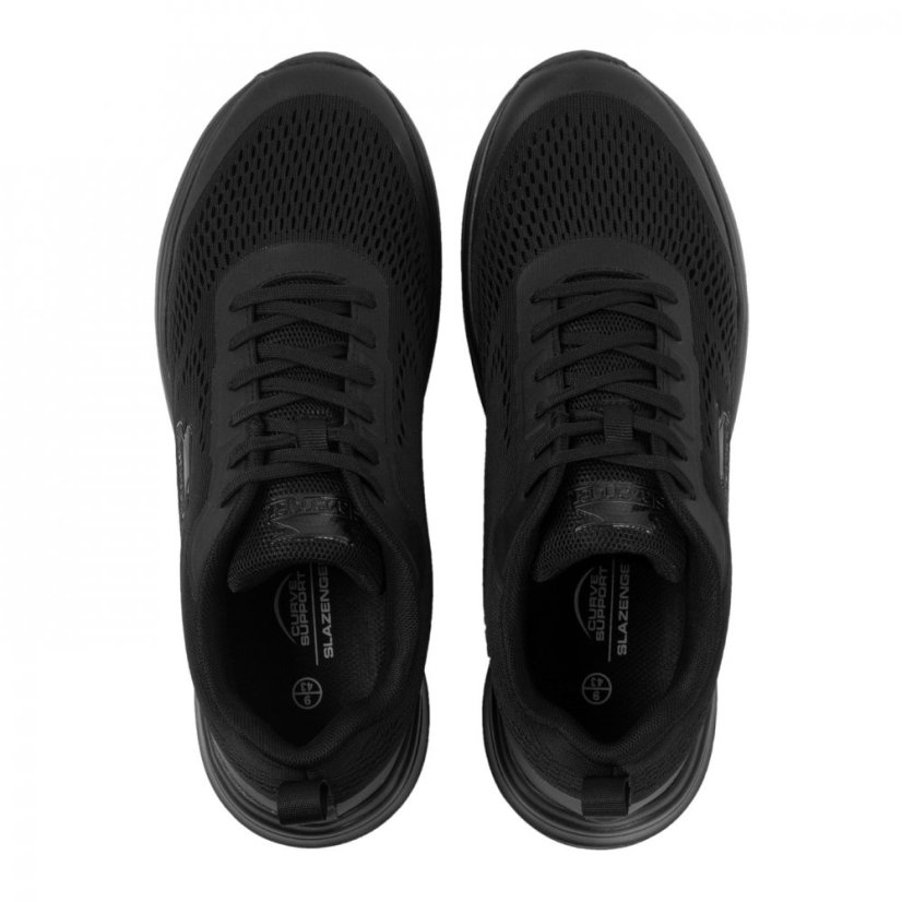 Slazenger Curve Support E-Mesh Trainers Mens Black/Black