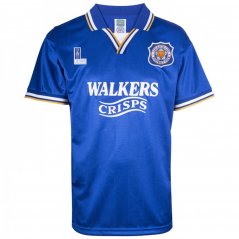 Score Draw Leicester City 1995 Retro Football Shirt Adults Blue