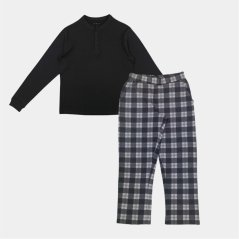 Howick Men's 3 Button Cotton Long Sleeve Pyjama Sets Charcoal Check