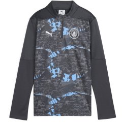 Puma Manchester City Pre-Match Quarter-Zip Top 2024 2025 Juniors Grey Cool/Grey