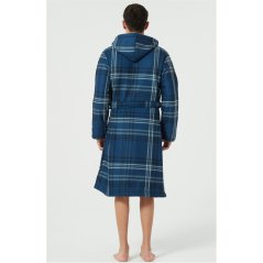 Howick Premium Bonded Check Dressing Gown Navy/Blue