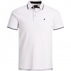 Jack and Jones Paulos Tipped Pique Short Sleeve Polo Shirt White