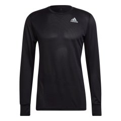 adidas Own The Run Long Sleeve Tee Mens Gym Top Black/Silver