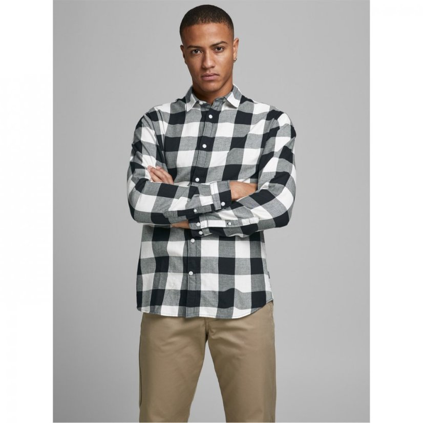 Jack and Jones Gingham Long Sleeve Shirt Mens Whisper White