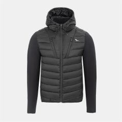 Everlast Men's Hooded Full Zip Long Sleeve Hybrid Jacket Black