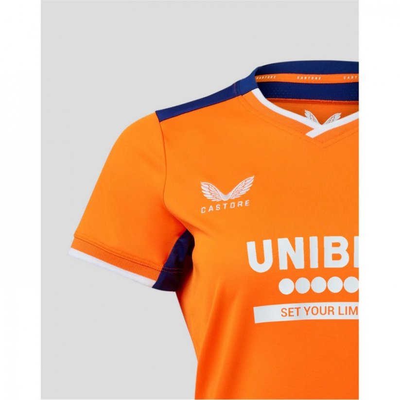 Castore Rangers Third Shirt 2022 2023 Womens Orange/Navy