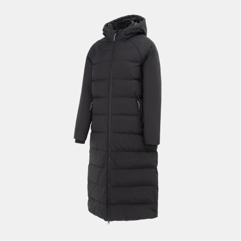 Karrimor Womens Helix Wind Resistant Long Hooded Down Jacket Black