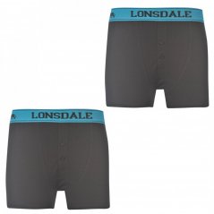 Lonsdale 2 Pack Boxers Junior Black/Brt Blue
