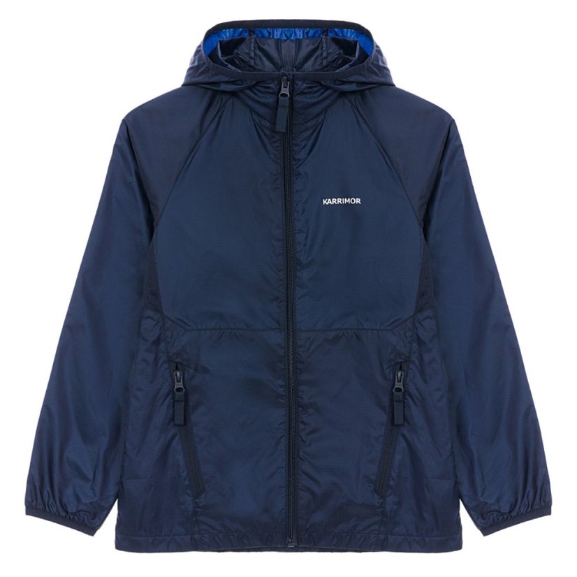 Karrimor Kids' Lightweight Weather-Resistant Hooded Long Sleeve Softshell Jacket Navy