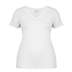 Slazenger Ladies V Neck Tee Shirt Ice Grey Marl