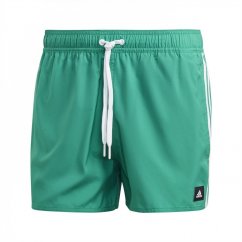 adidas 3 Stripe CLX Short length swim pánské šortky Green/White