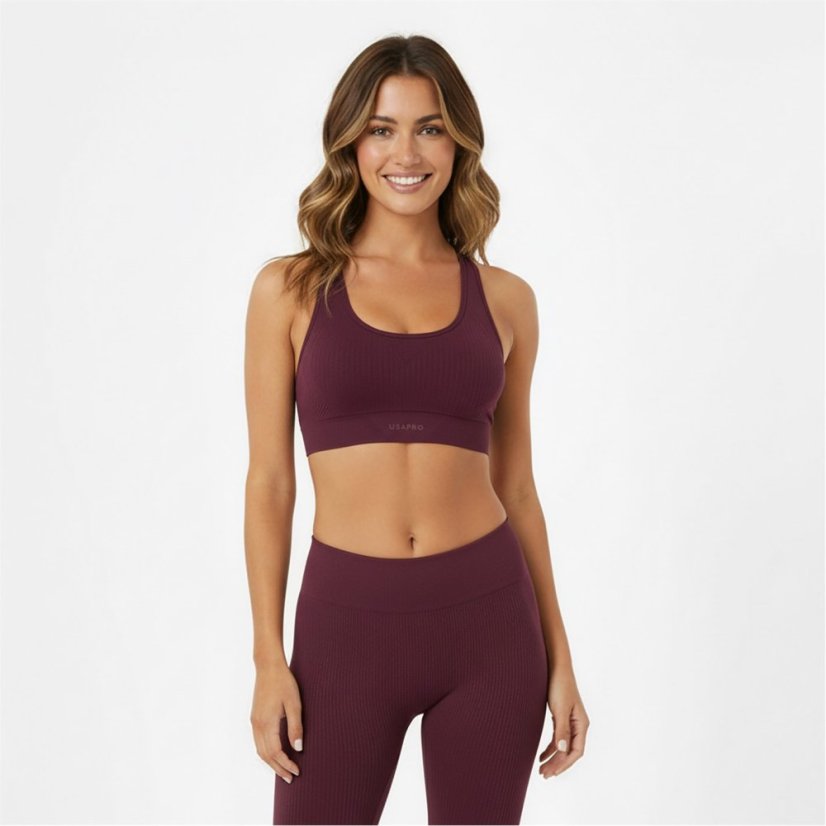 USA Pro UP Seamless Crop Sports Bra Dark Cherry