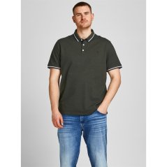 Jack and Jones Paulos Tipped Pique Short Sleeve Polo Shirt Mens Plus Size Forest Night