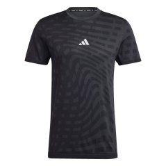 adidas Men's Gym+ Seamless Short-Sleeve Performance Gym Top Blk/Gry Six