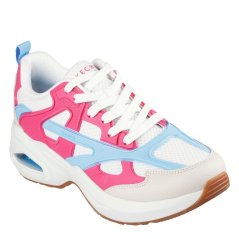 Skechers Women's Classic Low-Top Trainers White/Blue/Pink