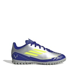 adidas F50 Club Children Astro Turf Football Boots Silver/Blue