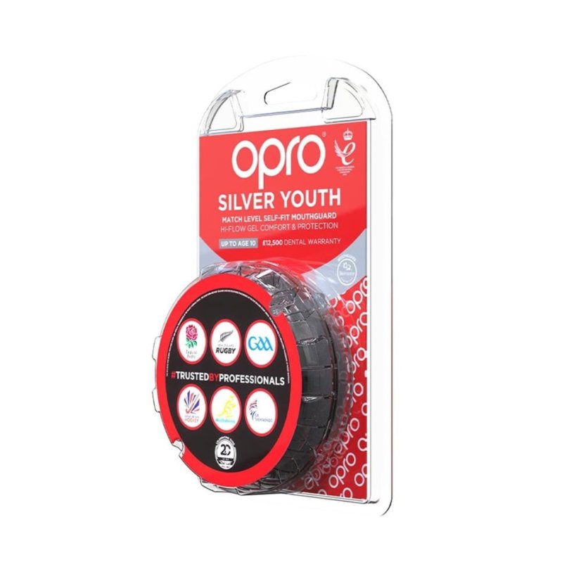 Opro Silver Mouth Guard Juniors Black/Red