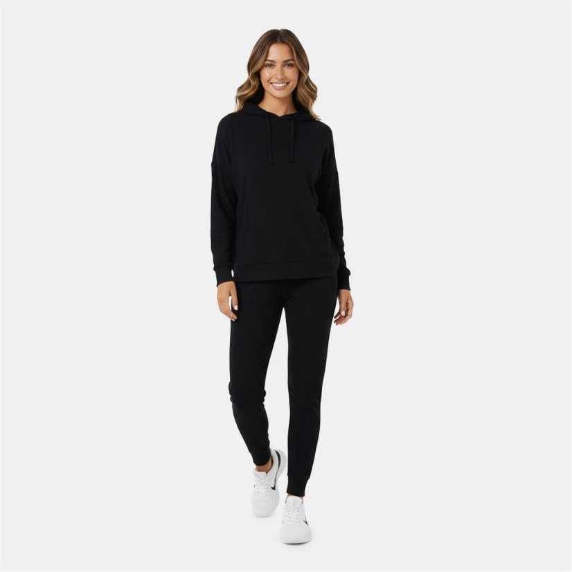 USA Pro Ribbed Slouchy Hoodie Jet Black