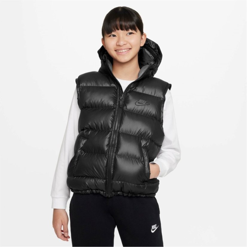 Nike Sportswear Heavyweight Synthetic Fill EasyOn Big Kids' Therma-FIT Repel Loose Hooded Vest Black/Black