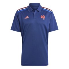 adidas France Rugby Home Polo Shirt 2024 Adults Dark Blue