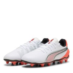 Puma Kids PUMA King Match Firm Ground Football Boots White/Red