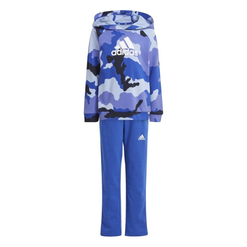 adidas Essentials Allover Print Hoodie Set Kids Blue/White