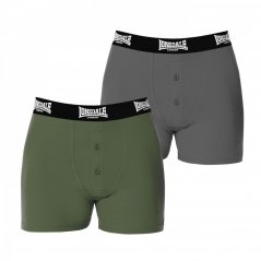 Lonsdale 2 Pack Boxers Mens Grey/Green