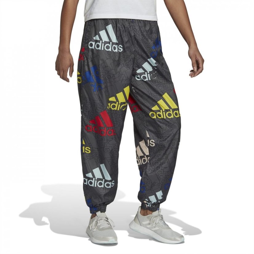 adidas Essentials Multi-Colored Logo Loose Fit Woven Trac Jogger Womens Multi