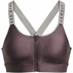Under Armour Armour Ua Infinity High Bra Zip Impact Sports Womens Taupe/Pewter