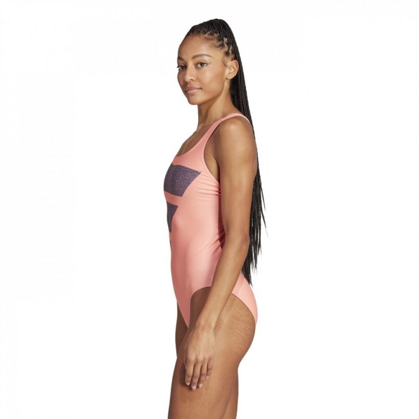 adidas Big Bars Swimsuit Coral/Navy/Whit