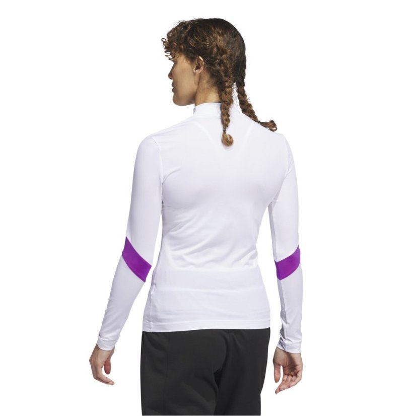 adidas Women's Mock Long Sleeve Performance Polo Shirt White