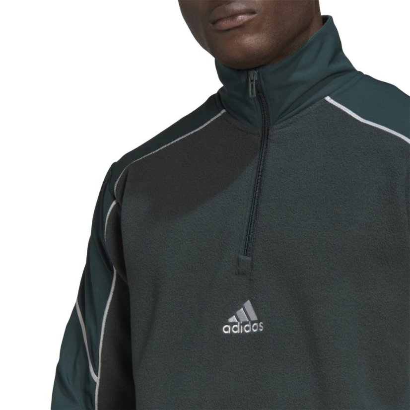 adidas Essentials Reflect-In-The-Dark Polar Fleece Quarte Mens Sgrn/Poli/Hsil