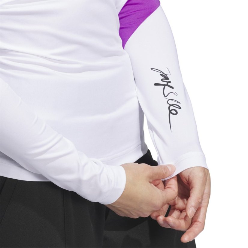 adidas Women's Mock Long Sleeve Performance Polo Shirt White