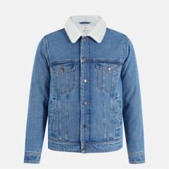 Lee Cooper Men's Borg LinJkt Denim Jacket Mid Wash