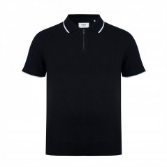 Firetrap Quarter Zip Short Sleeve Polo Shirt Black