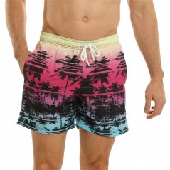 Ript Palm Tree Printed Swim pánske šortky Pink