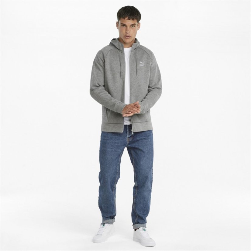 Puma Classics Tech FZ Hoodie Mens Med Grey Hea