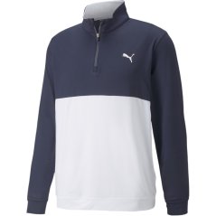 Puma Gamer Colorblock quarter Zip Fleece Mens Navy/White